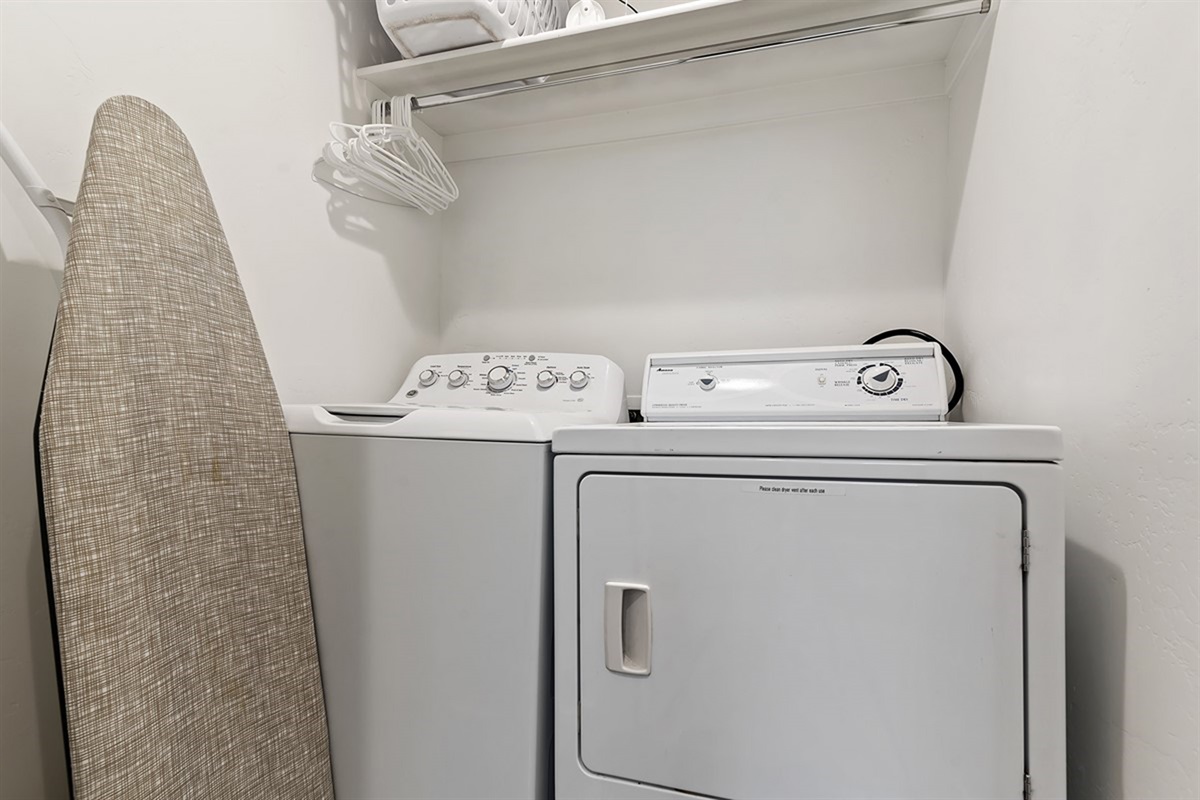 Enjoy the convenience of a full in-home laundry suite, thoughtfully designed to make extended stays effortless and comfortable.