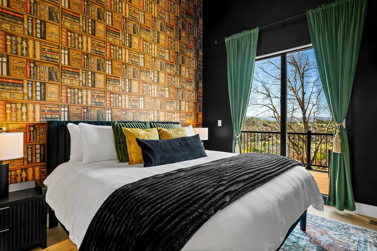 {King Bedroom + Balcony}
Step out from your dark academia library ensuite into fresh mountain air — where quiet mornings and slow evenings feel effortless.