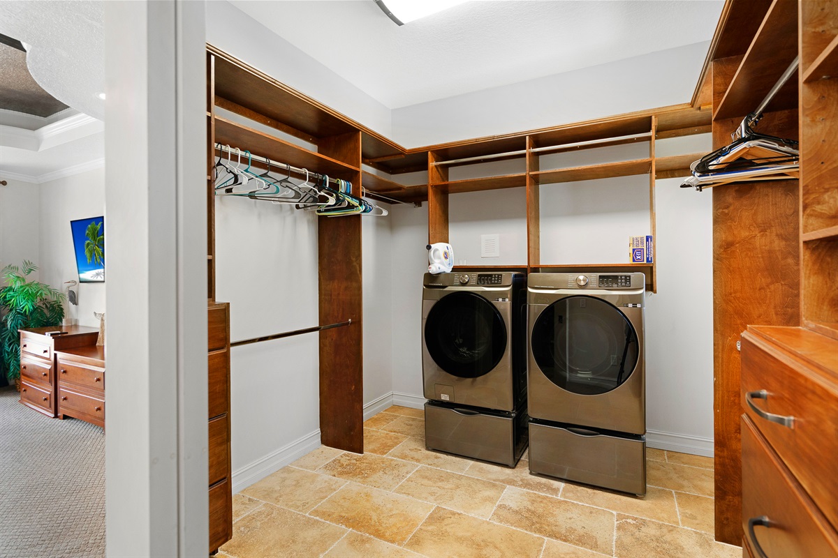 Second floor laundry is in the master suite walk-in closet for convenience.