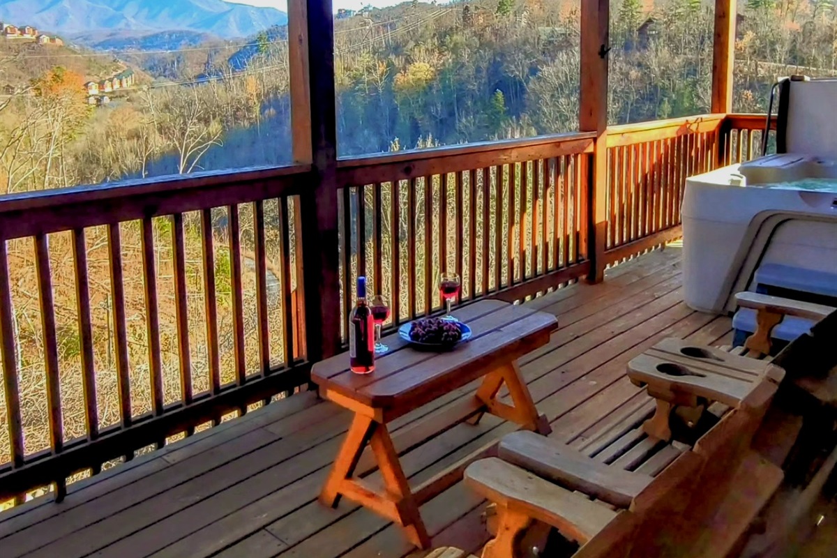 Expansive views from the deck and hot tub