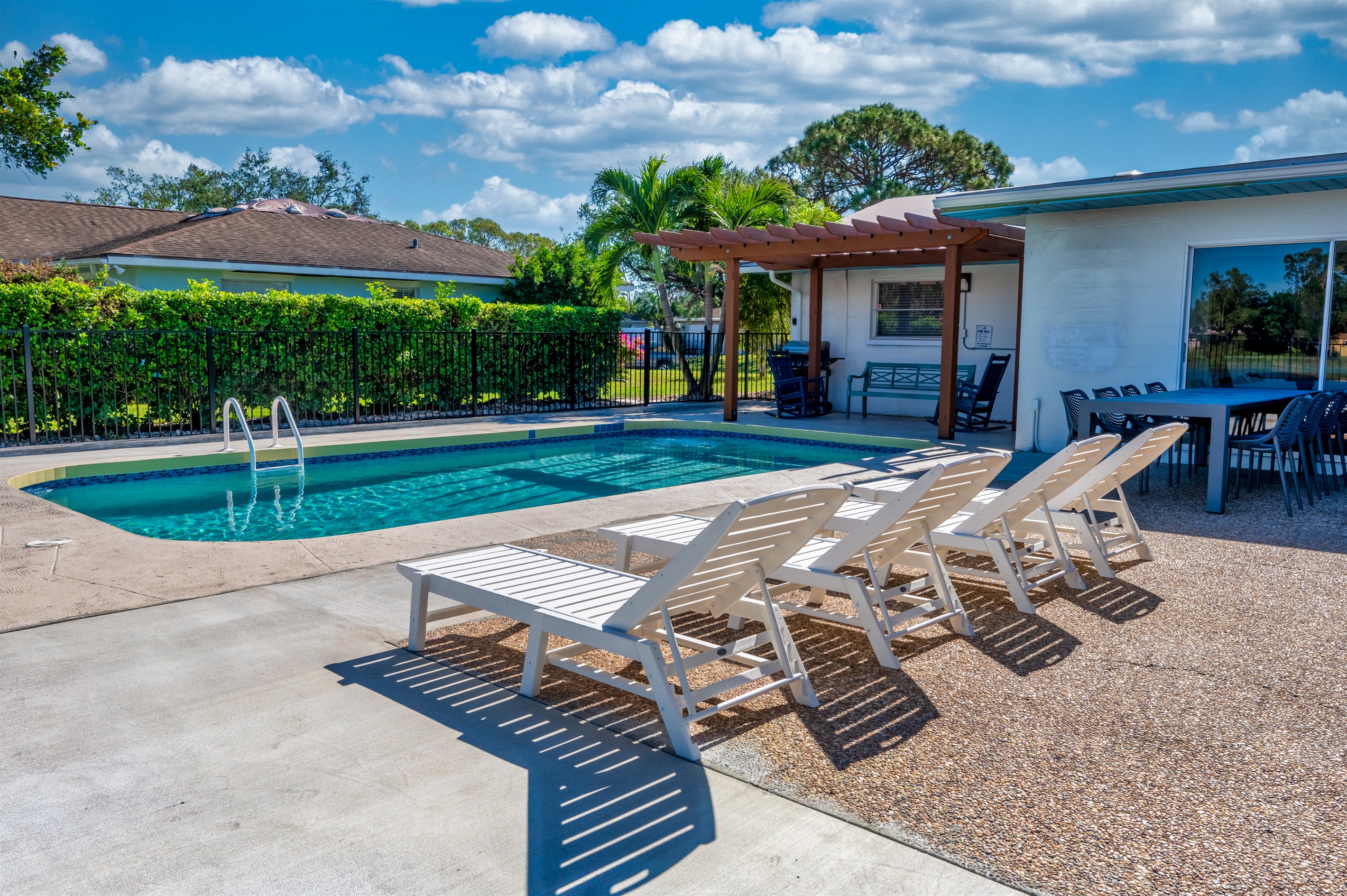"...The pool area is big and beautiful and the pickle ball court added even more fun to our trip. The hosts were always friendly and responsive.  We will definitely be staying here again." -Melisa V (guest)