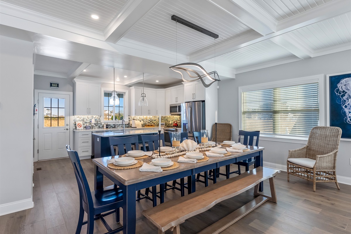 Open Concept Dining Room with View Of Kitchen