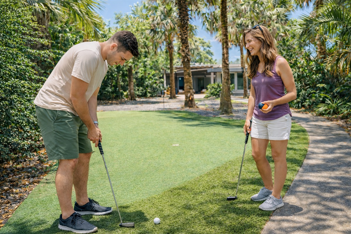 Tee off on our private putting green, ideal for friendly competition and laid back outdoor fun.
