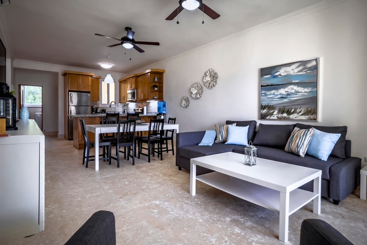 Living area and dining area