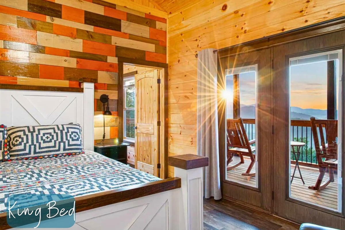 The Upstairs King Suite with Deck Access and Ensuite Bathroom