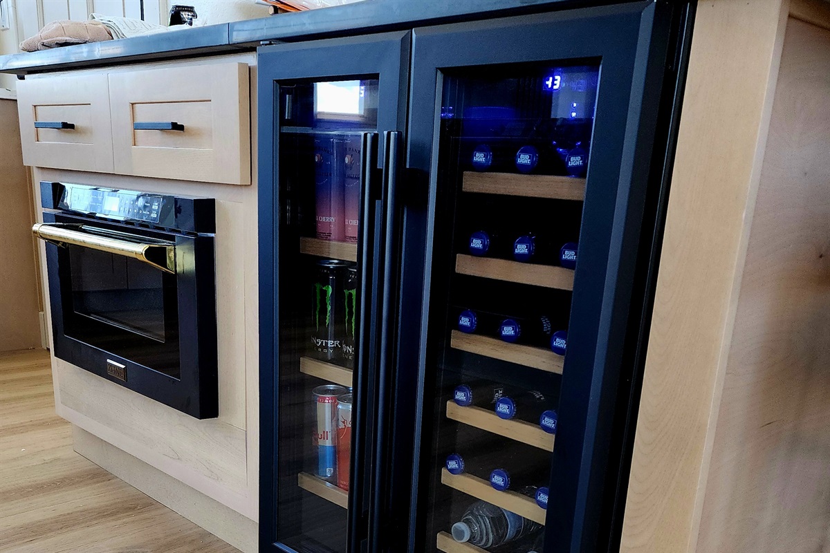 Pull out microwave & mini fridge