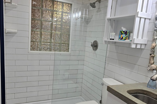 Bathroom 1 with walk-in shower