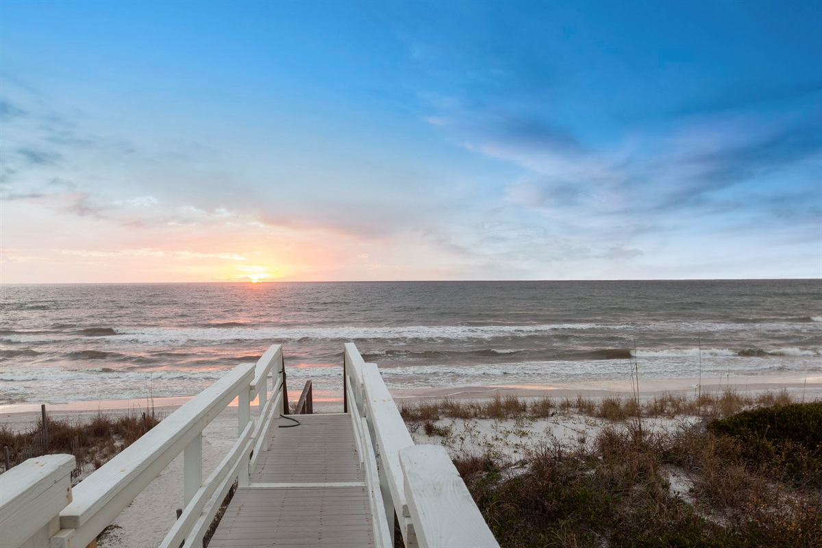 Step right onto the sand! This family- and dog-friendly beach home has its own private boardwalk leading straight to the white sands of Cape San Blas
