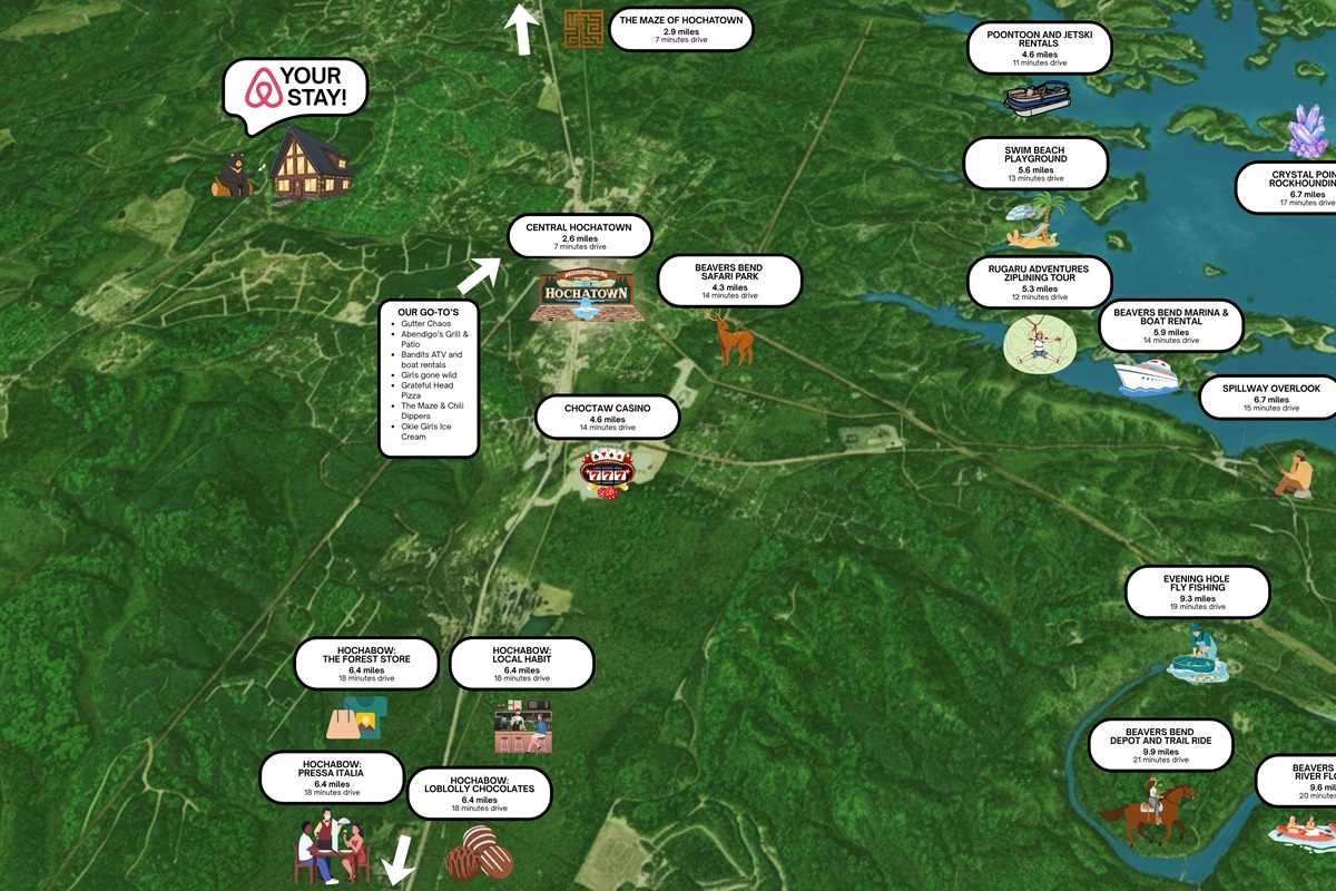 Central to everything you love about Broken Bow—nature, dining, and relaxation all nearby.