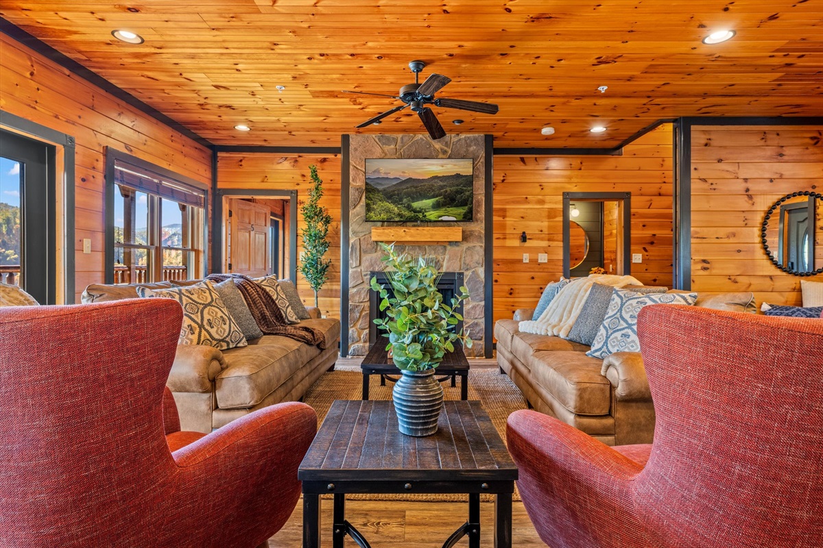 Our designer picked some classy furniture for the family room!