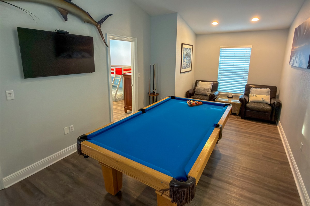 Escape the afternoon sun and enjoy hours of entertainment in your own private billiards lounge.