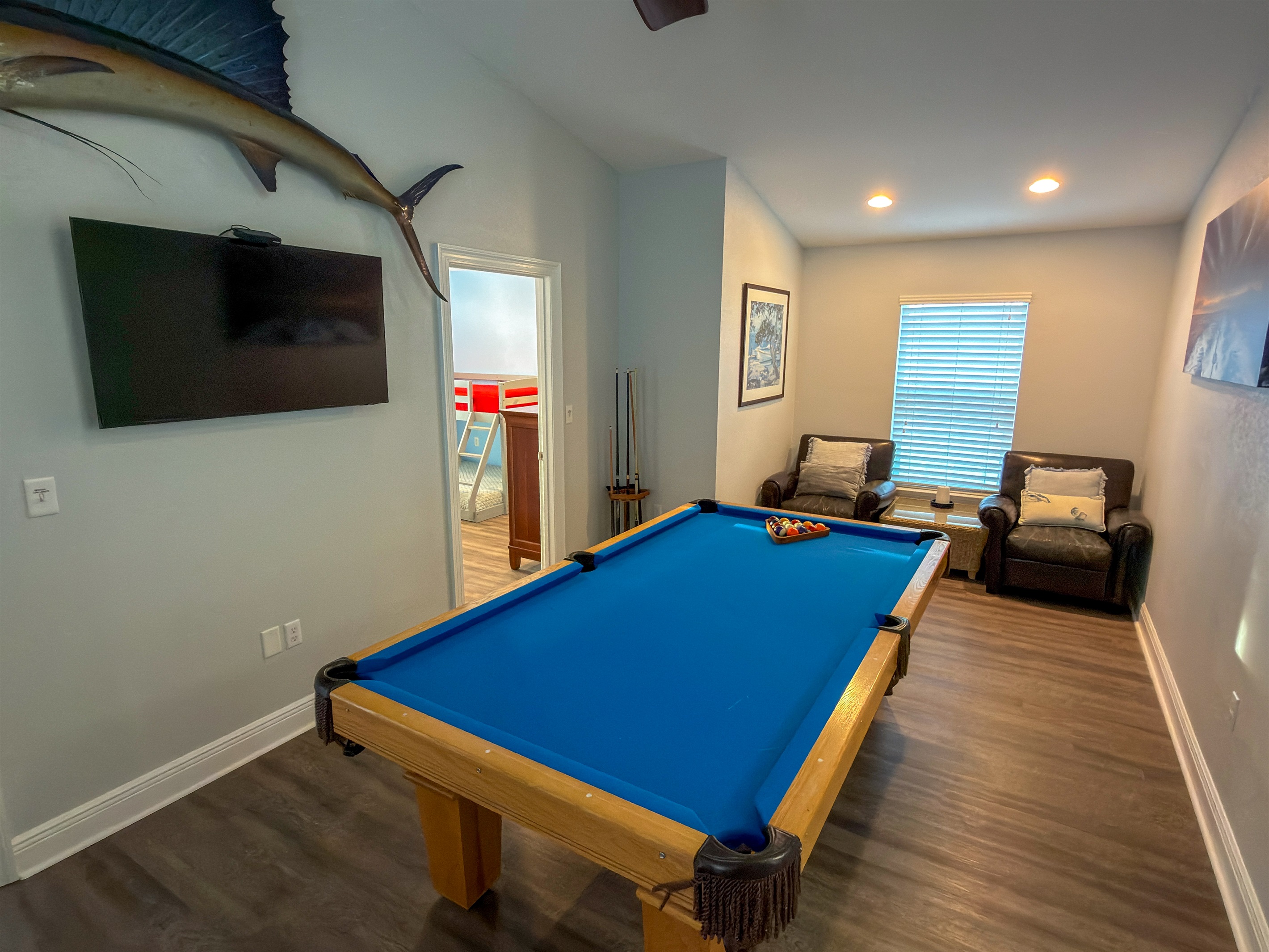 Escape the afternoon sun and enjoy hours of entertainment in your own private billiards lounge.