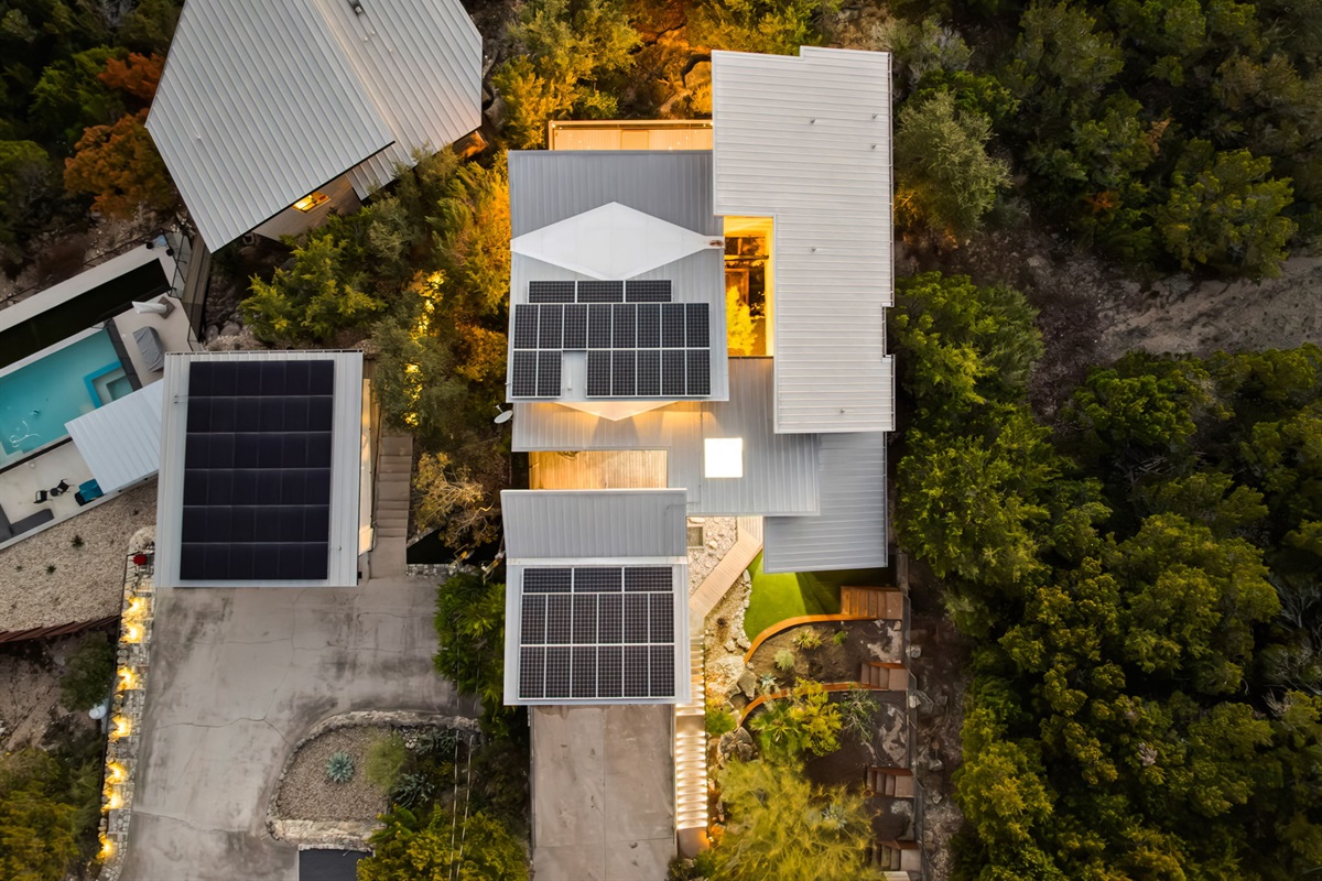 Aerial view highlighting privacy and natural surroundings