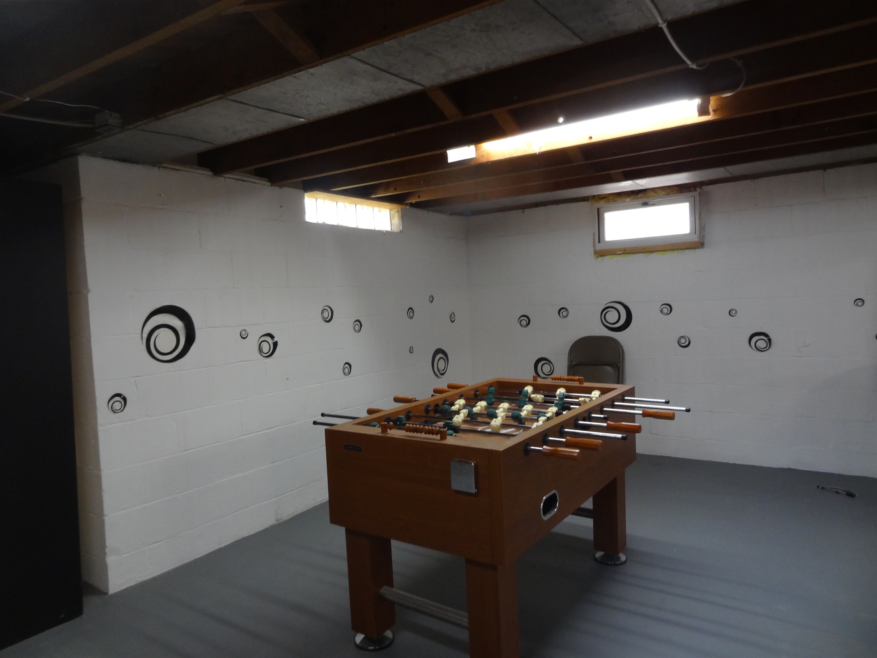 Foosball table in basement