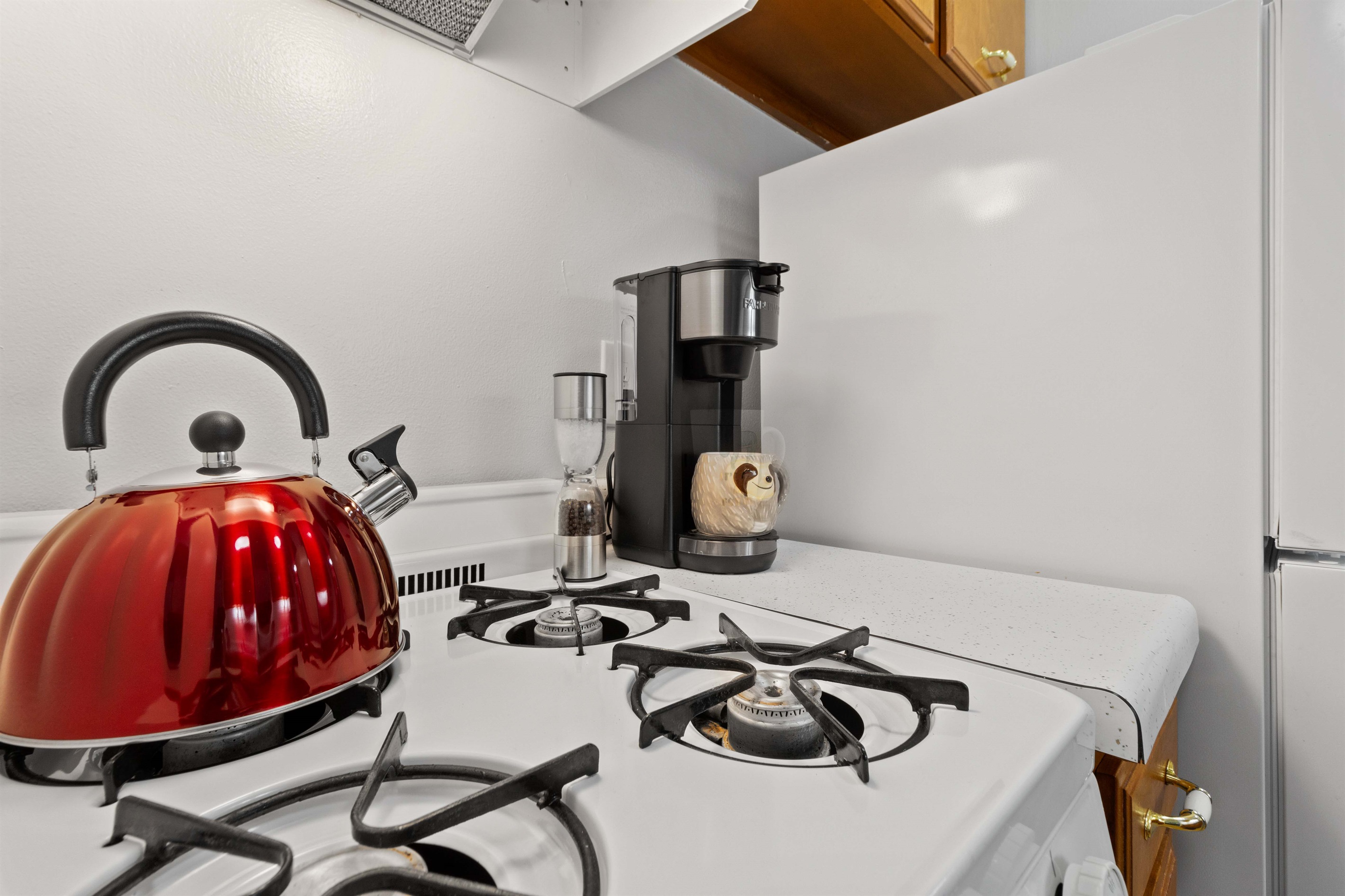 Stove, fridge and microwave included for your convenience.