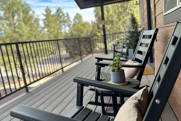 Cozy up with a cup of coffee on the porch and enjoy the fresh mountain air and local wildlife.