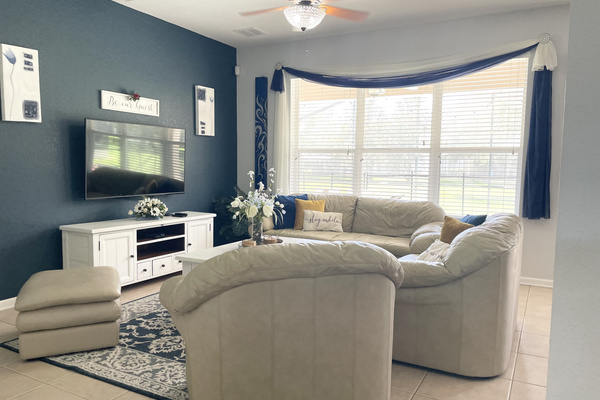Family Room 60” smart TV, DVD collection, Cable etc