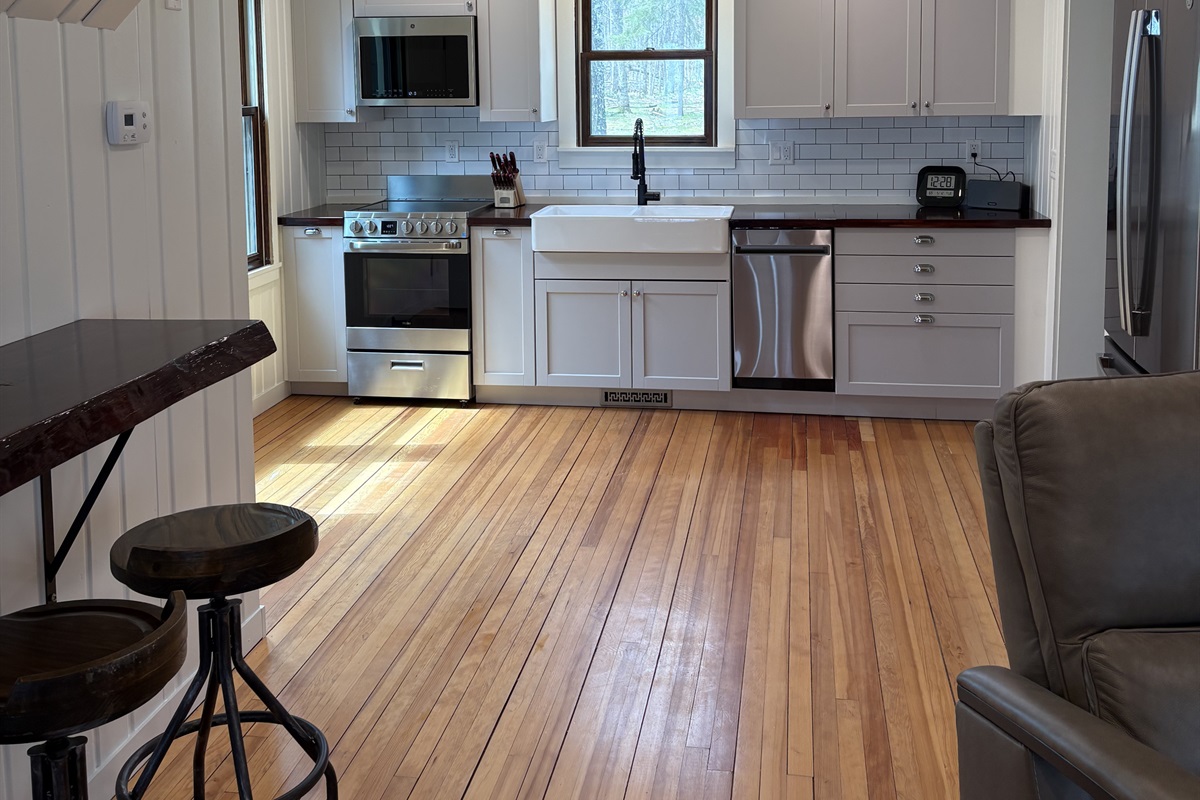Updated kitchen with new appliances and a center island (not pictured).