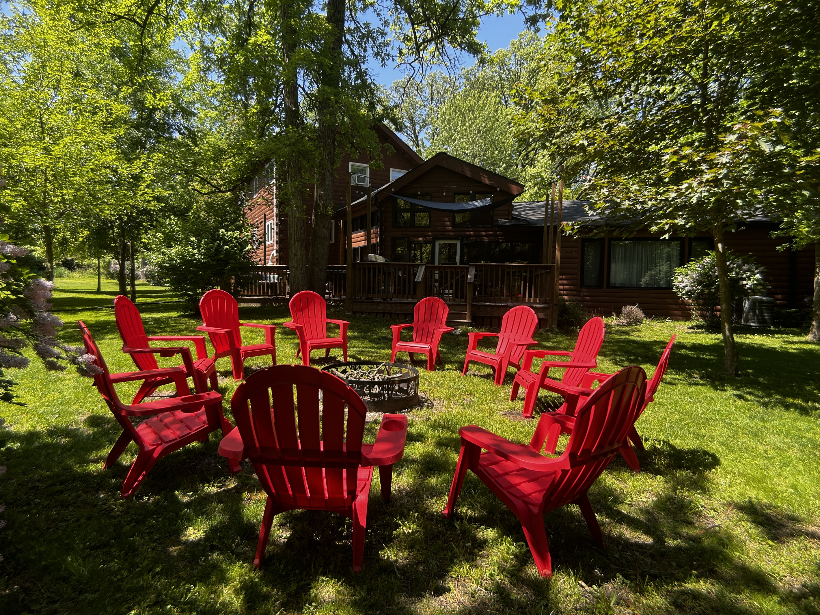 Relax around a wood burning fire. Firewood and kindling are provided.