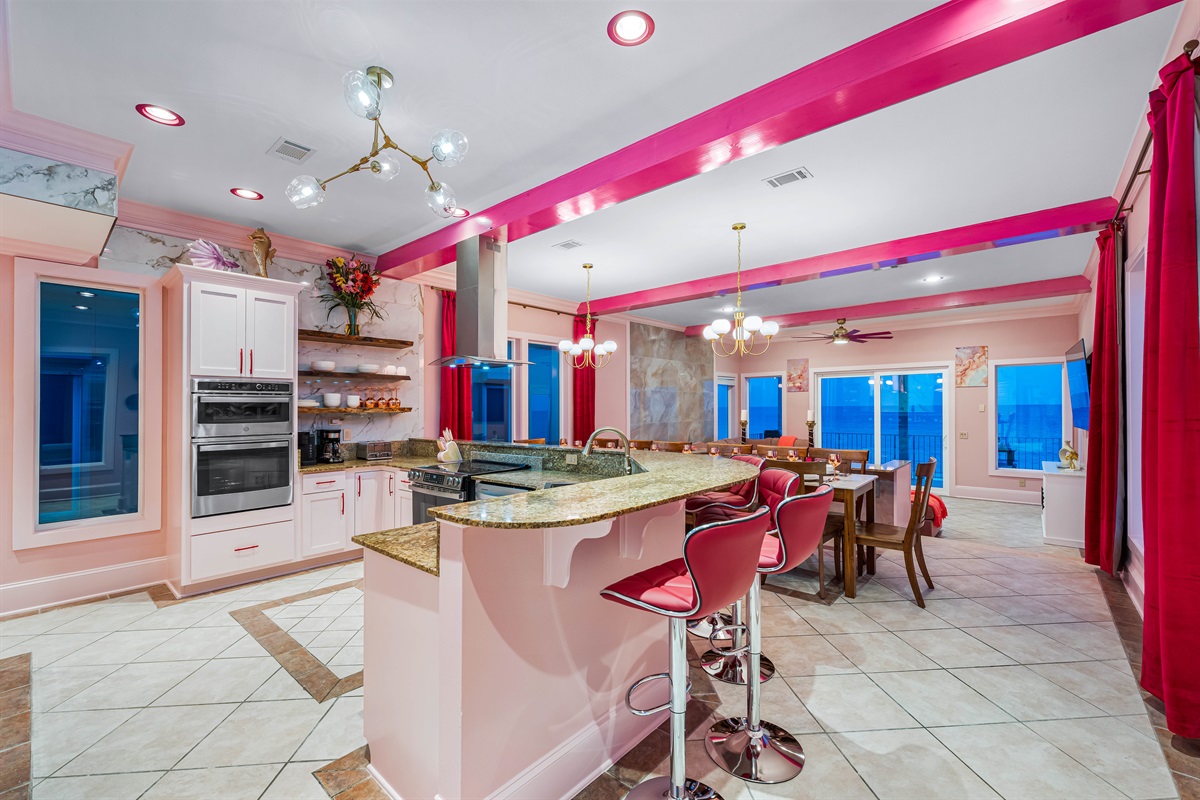 Beachfront Open Concept Kitchen | Dining | Living Room | Second Floor