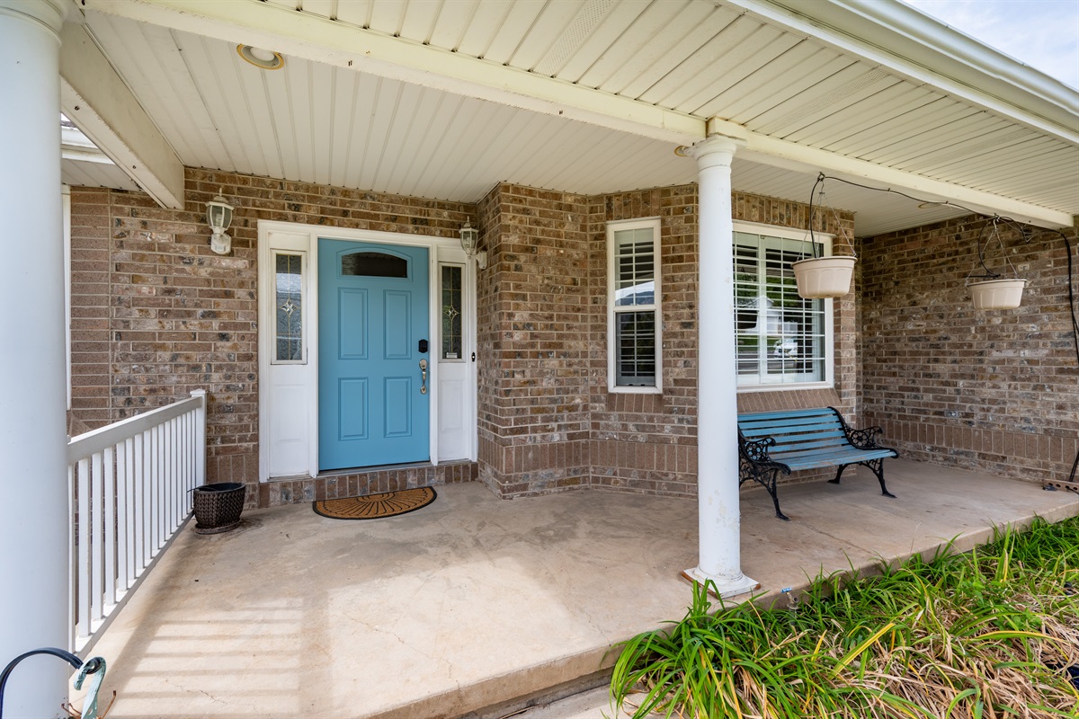 Covered front porch — the perfect first impression for your mountain getaway.