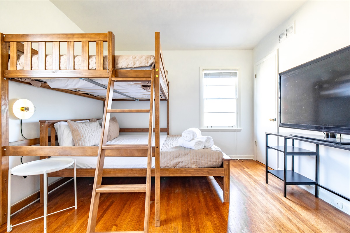 Bedroom #2: Queen over Queen bunk with TV