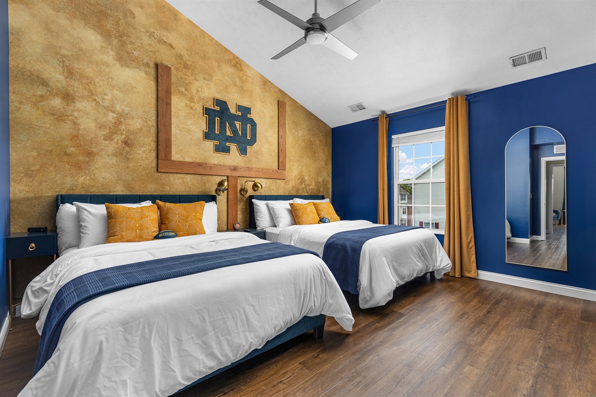 Master bedroom on 3rd floor with 2 Queen beds and full attached bathroom