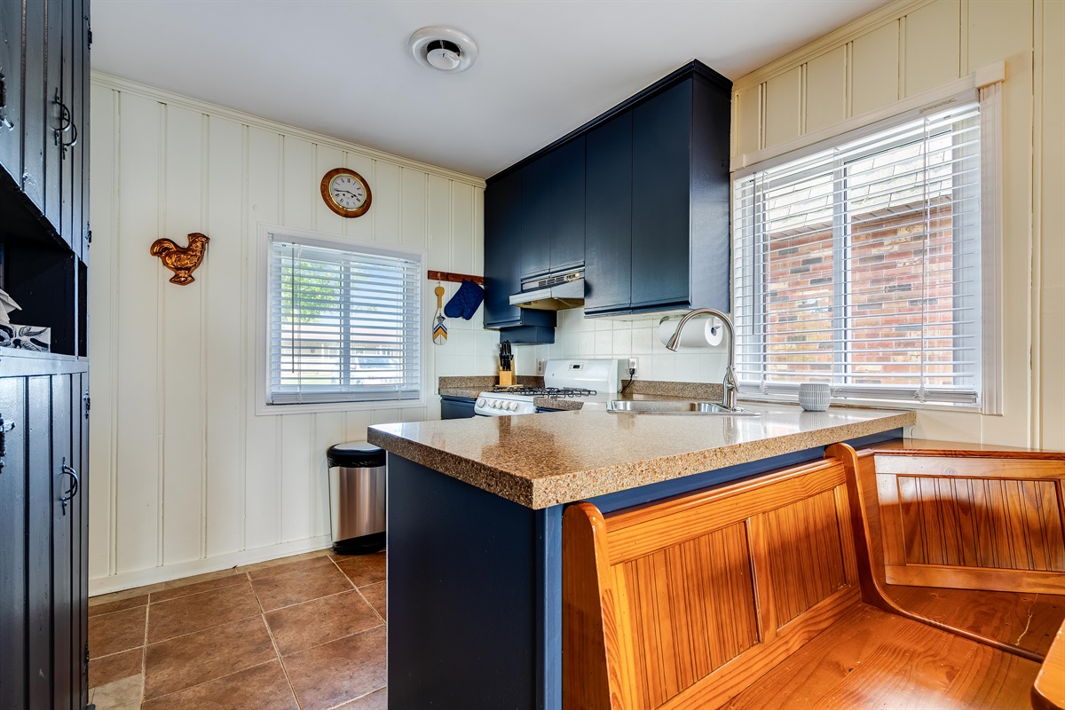 Pops of cobalt blue against neutral upholstery.