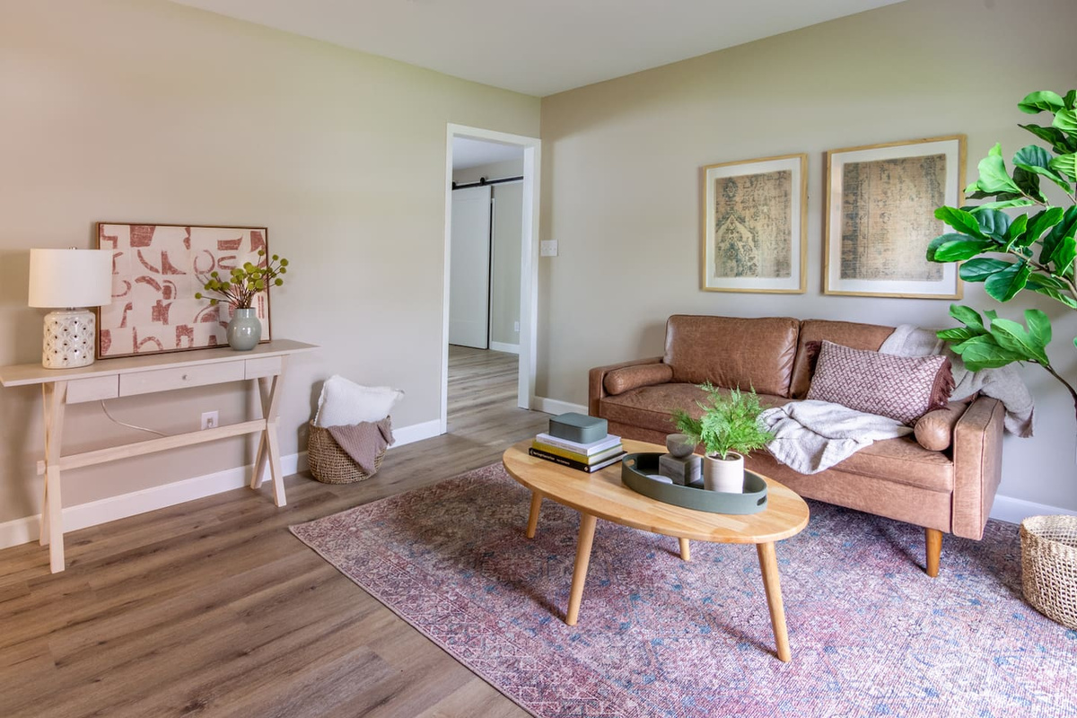 A mix of textures and warm tones makes this space feel instantly welcoming.