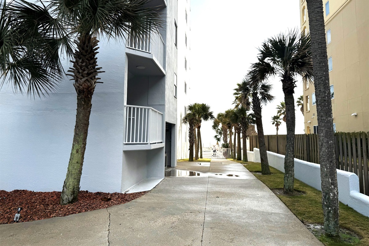 west side of the building