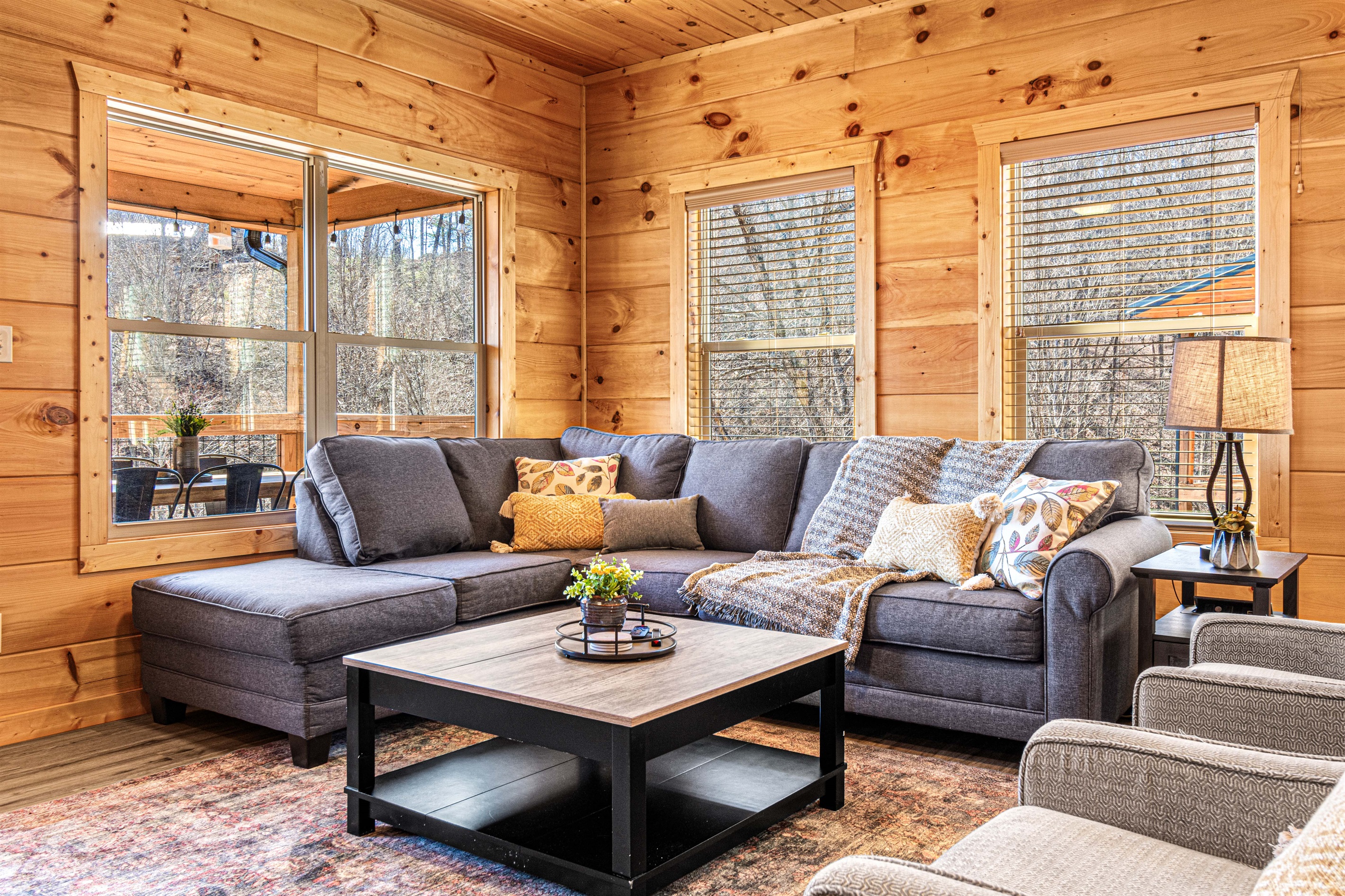 Family room is perfect place for gatherings, movie nights, or unwinding.