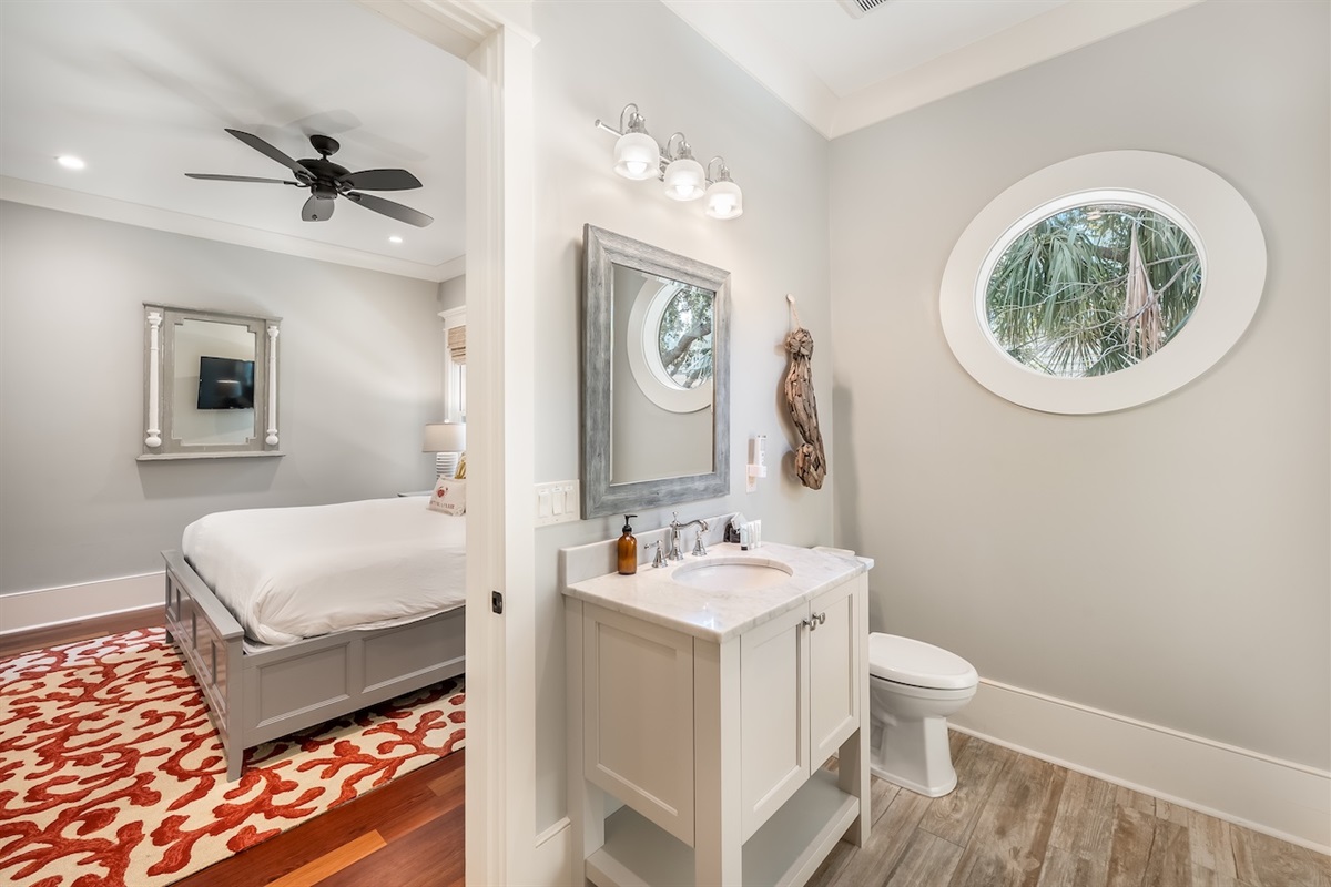 Bathroom 2: Walk-In Shower Shore Thing | 4001 Palm Blvd | Isle of Palms, SC | IOP Escapes