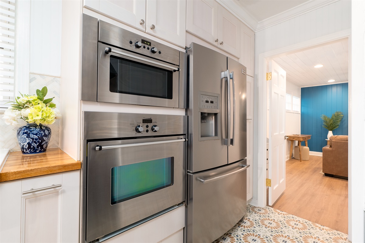 Sleek appliances and plenty of counter space make cooking here a breeze