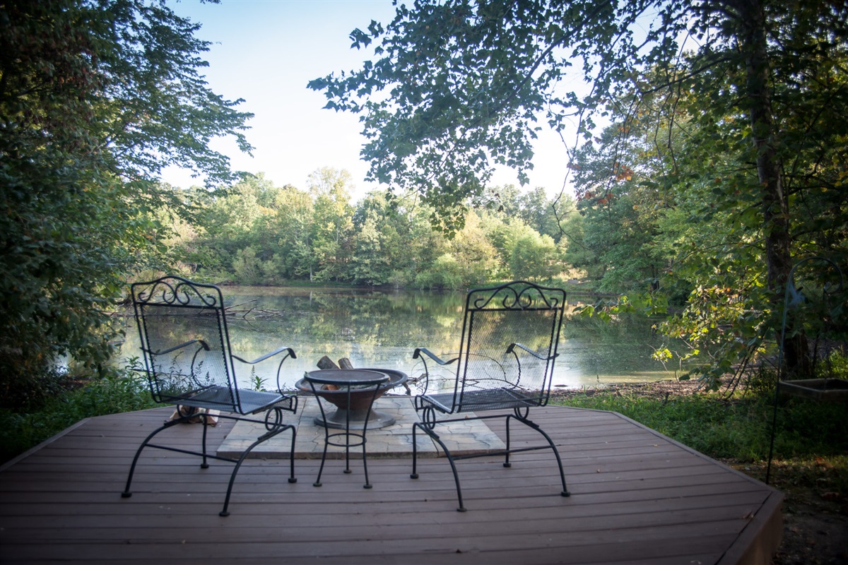 Firepit overlooking the pond.