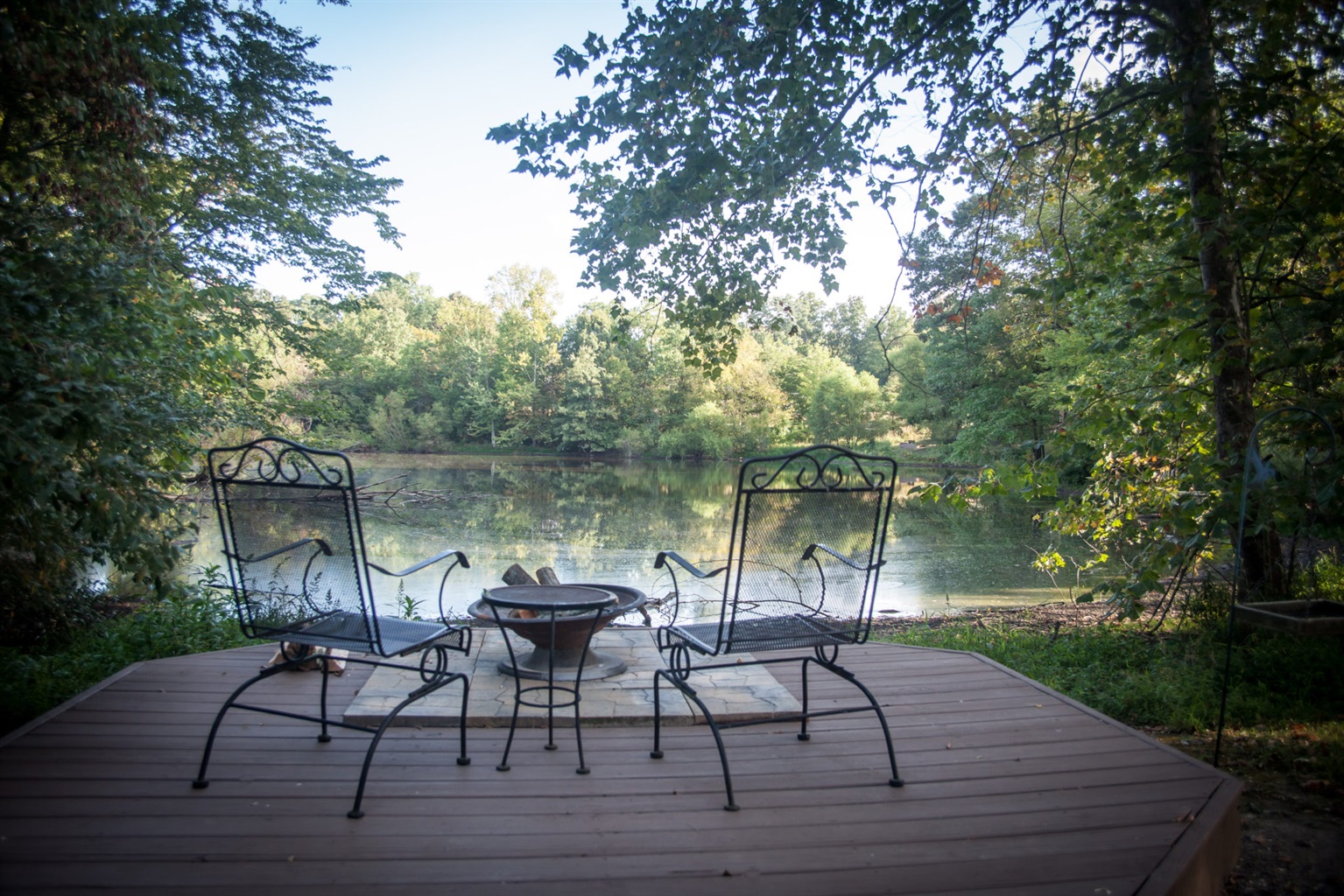 Firepit overlooking the pond.