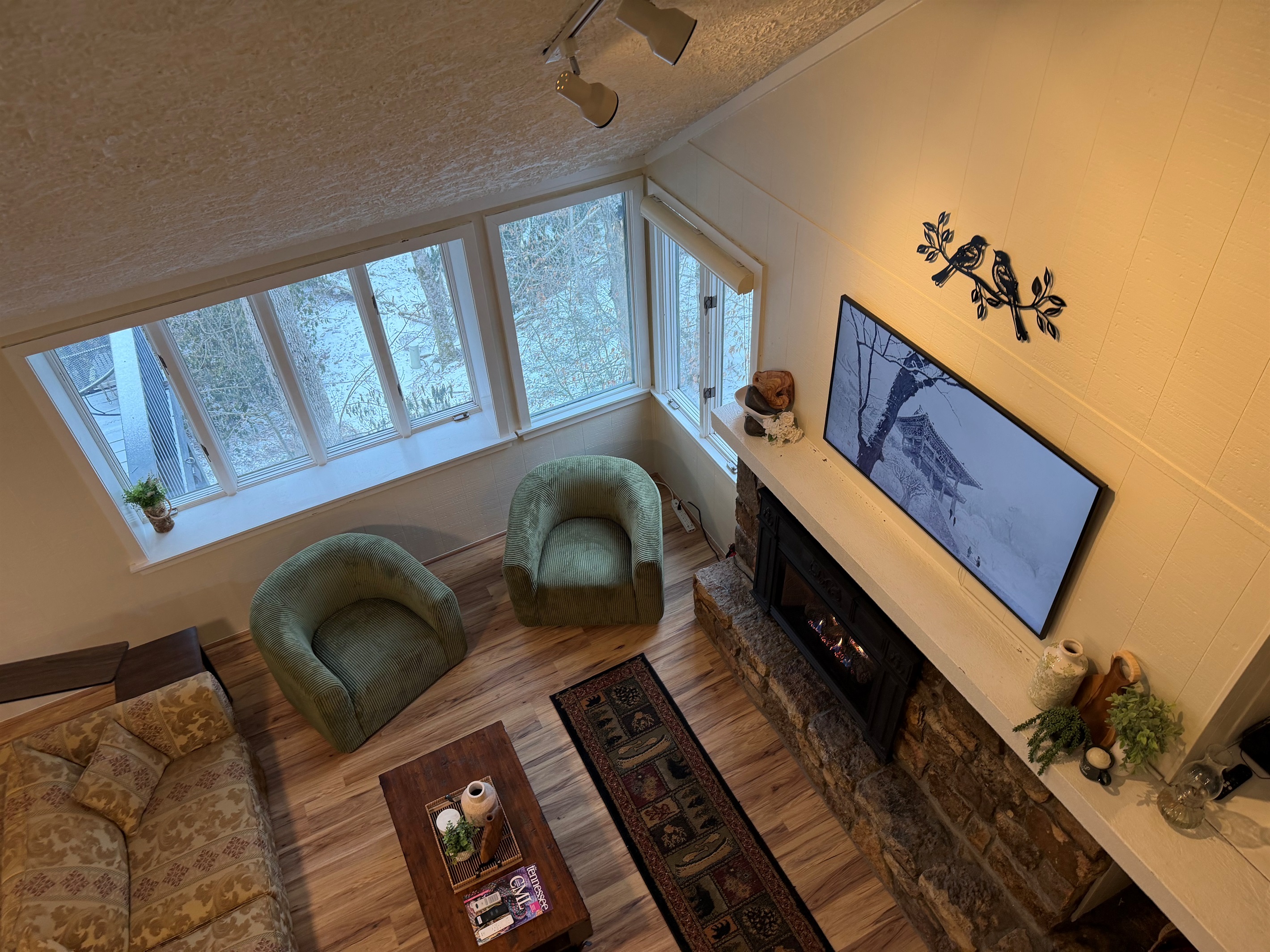 Overhead view from up stairs bedroom