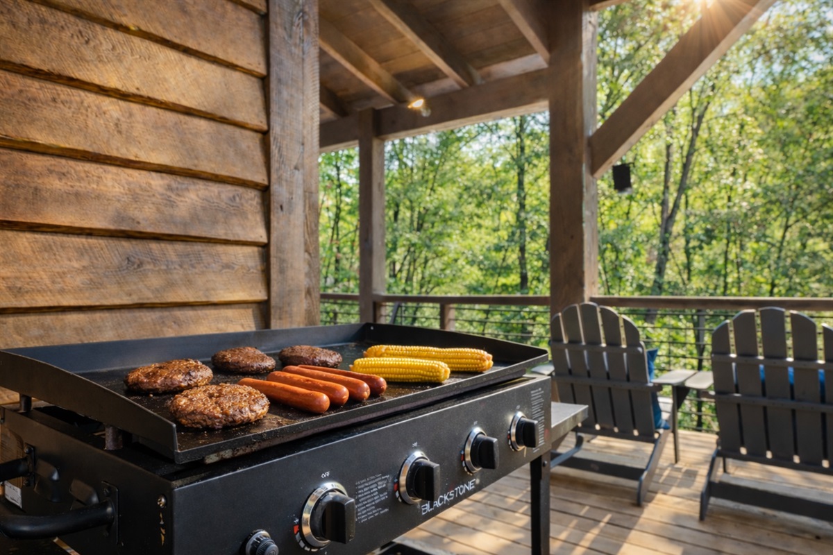 Grill up your favorites on the Blackstone, surrounded by fresh mountain air and scenic views.
