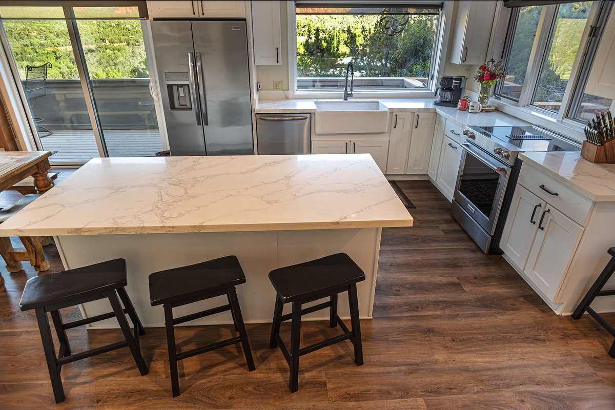Pull up a seat at the island for great kitchen conversation.