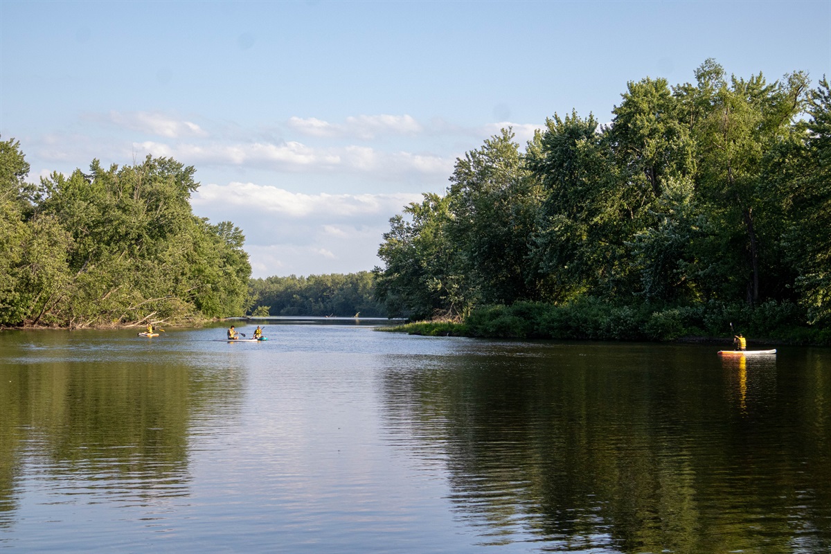 a quiet day fishing and kayaking on the river