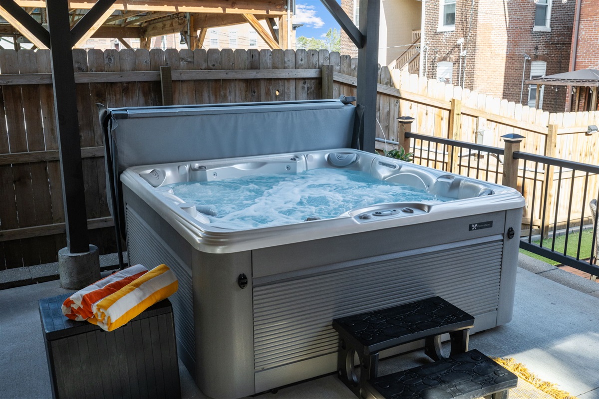 Separate beach towels provided to help you enjoy a relaxing soak in the hot tub.