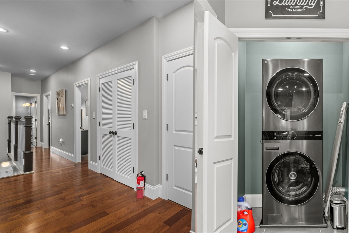 Laundry access available on 2nd floor.  Ironing board, Iron, and detergent provided for your use.