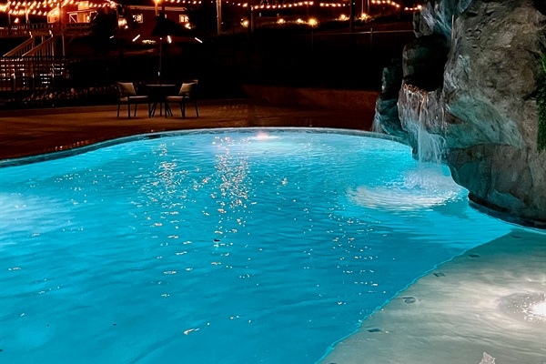 Waterfalls at night, charming lighting for relaxation