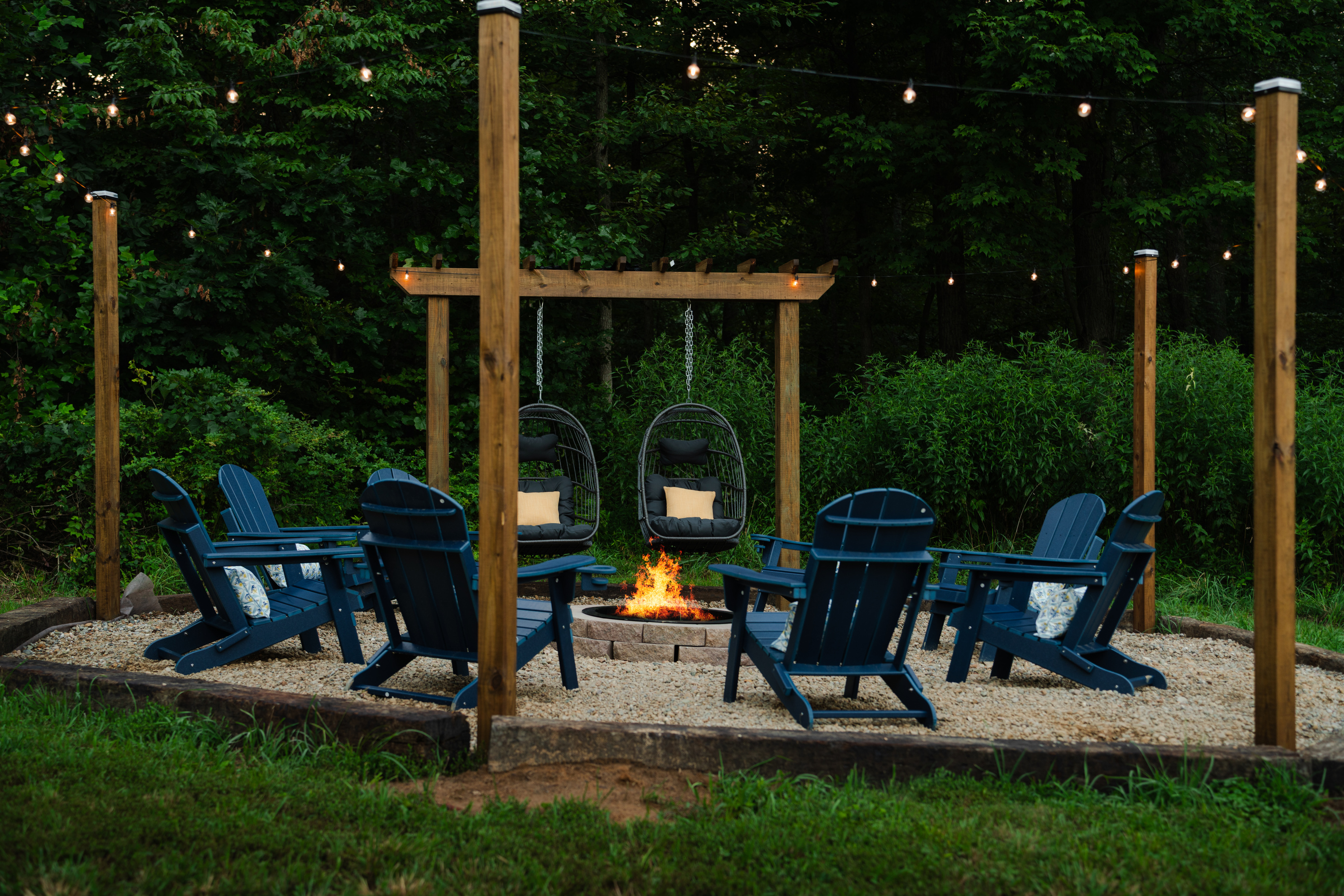 Gather around the firepit for cozy evenings under the stars, surrounded by the peaceful sights and sounds of nature.