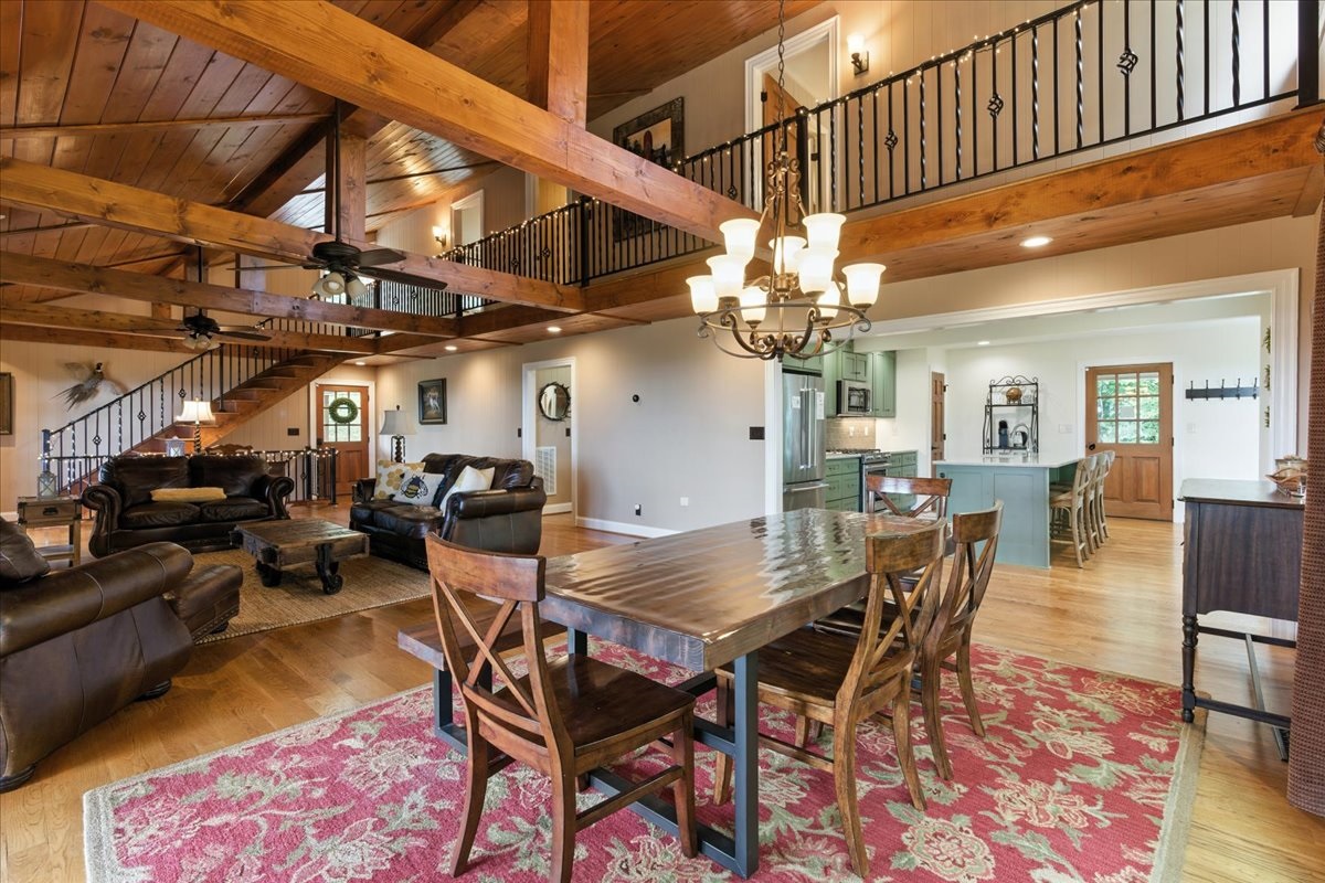An open layout unites the dining, living, and kitchen areas for effortless togetherness.
