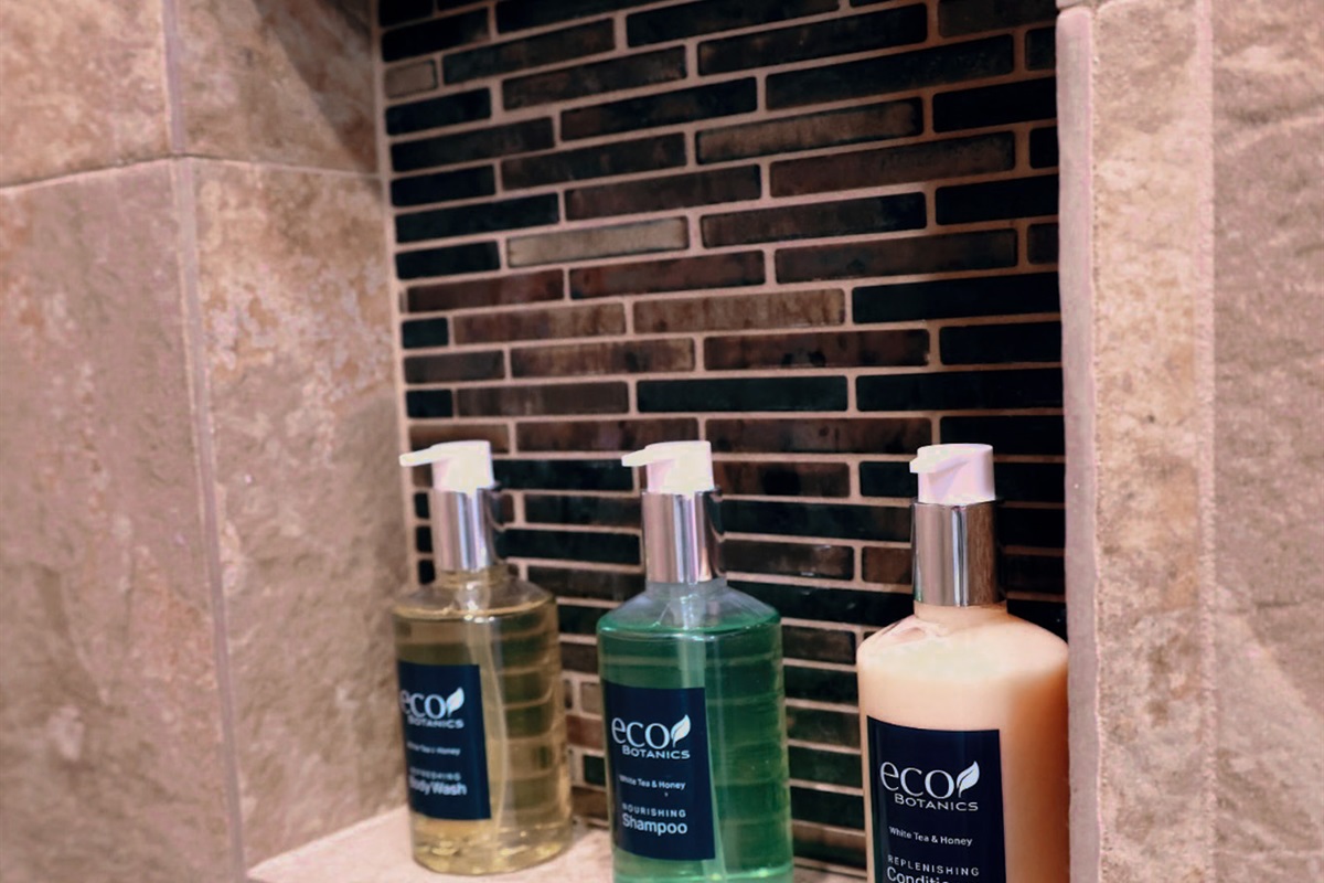 All our guests can enjoy Eco Botanics White Tea and Honey Shampoo, Conditioner, and Body Wash during their stay!
