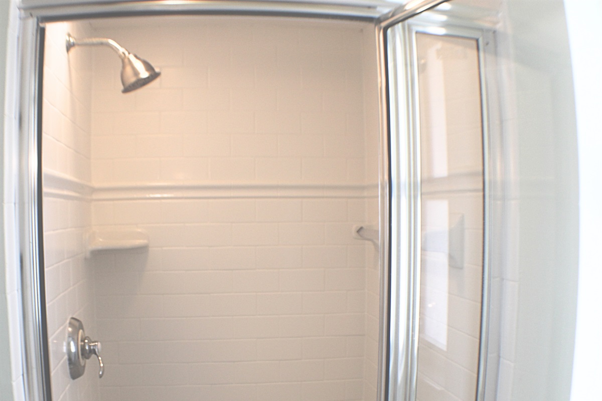 Large shower located off the living room