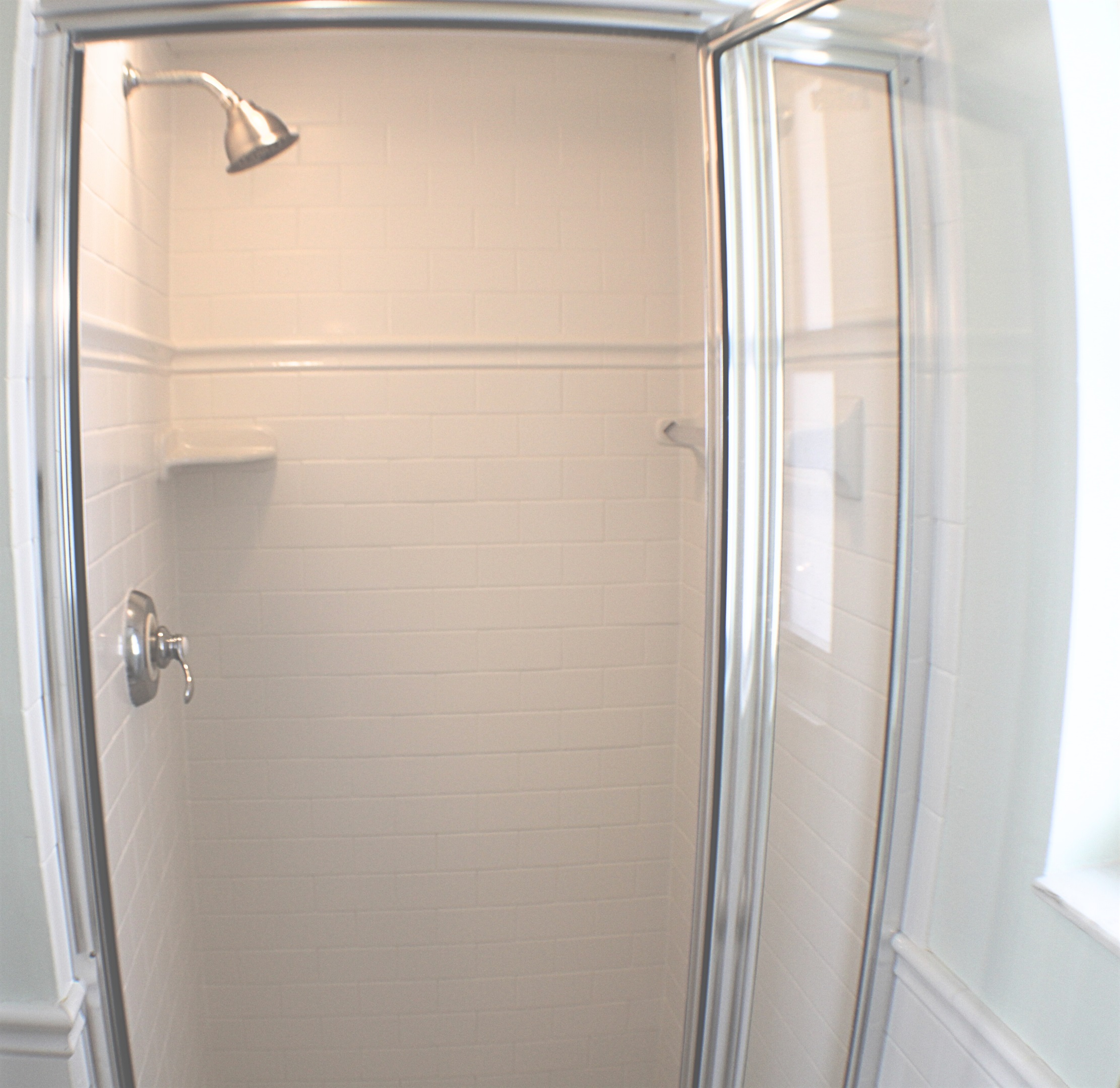 Large shower located off the living room