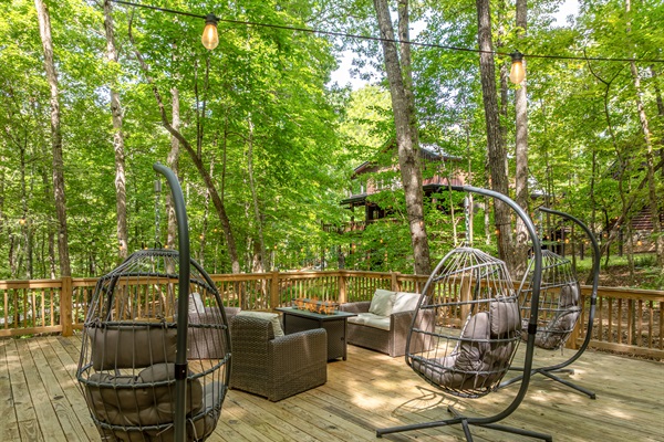 Cozy Gas Firepit on the Forest Deck