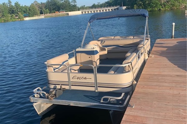 Pontoon available to rent at the property.