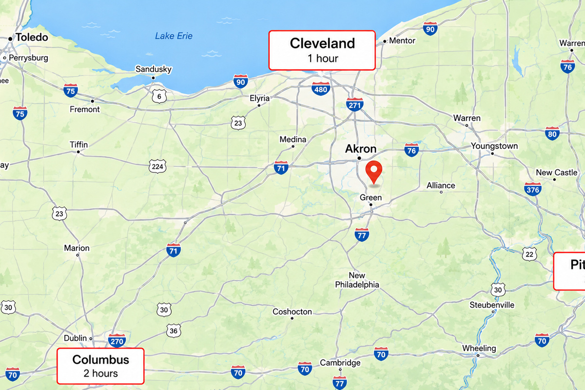 Did someone say day-trip? Three destination cities are just a 1 or 2-hour drive.